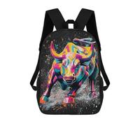 sinyumoney Mochila Escolar Impresa En 3D 17inch Colorful Bull Painting Artwork-2 Mochila Infantil Mochila Escolar Linda Mochila De Moda Casual Para Niños Y Niñas