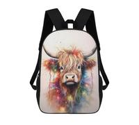 sinyumoney Mochila Escolar Impresa En 3D 17inch Colorful Highland Cow Art Print Mochila Infantil Mochila Escolar Linda Mochila De Moda Casual Para Niños Y Niñas