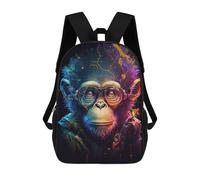 sinyumoney Mochila Escolar Impresa En 3D 17inch Colorful Monkey Art Print-2 Mochila Infantil Mochila Escolar Linda Mochila De Moda Casual Para Niños Y Niñas