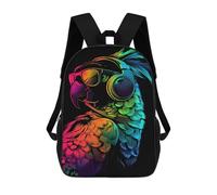 sinyumoney Mochila Escolar Impresa En 3D 17inch Colorful Parrot Headphones Sunglasses Art Mochila Infantil Mochila Escolar Linda Mochila De Moda Casual Para Niños Y Niñas