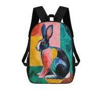 sinyumoney Mochila Escolar Impresa En 3D 17inch Colorful Rabbit Painting Artwork Mochila Infantil Mochila Escolar Linda Mochila De Moda Casual Para Niños Y Niñas