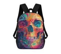 sinyumoney Mochila Escolar Impresa En 3D 17inch Colorful Skull Art Print-3 Mochila Infantil Mochila Escolar Linda Mochila De Moda Casual Para Niños Y Niñas