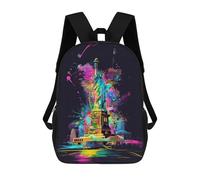 sinyumoney Mochila Escolar Impresa En 3D 17inch Colorful Statue of Liberty Art Print Mochila Infantil Mochila Escolar Linda Mochila De Moda Casual Para Niños Y Niñas