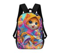 sinyumoney Mochila Escolar Impresa En 3D 17inch Colorful Urban Kitten Art Print Mochila Infantil Mochila Escolar Linda Mochila De Moda Casual Para Niños Y Niñas