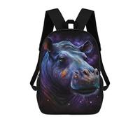 sinyumoney Mochila Escolar Impresa En 3D 17inch Cosmic Hippo Portrait-11 Mochila Infantil Mochila Escolar Linda Mochila De Moda Casual Para Niños Y Niñas