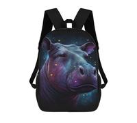 sinyumoney Mochila Escolar Impresa En 3D 17inch Cosmic Hippo Portrait Print Mochila Infantil Mochila Escolar Linda Mochila De Moda Casual Para Niños Y Niñas