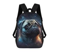sinyumoney Mochila Escolar Impresa En 3D 17inch Cosmic Pug Portrait-5 Mochila Infantil Mochila Escolar Linda Mochila De Moda Casual Para Niños Y Niñas