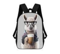 sinyumoney Mochila Escolar Impresa En 3D 17inch Cute Llama And Expresso Mochila Infantil Mochila Escolar Linda Mochila De Moda Casual Para Niños Y Niñas