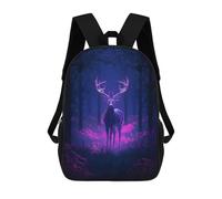 sinyumoney Mochila Escolar Impresa En 3D 17inch Deer Neon Light Forest Mochila Infantil Mochila Escolar Linda Mochila De Moda Casual Para Niños Y Niñas