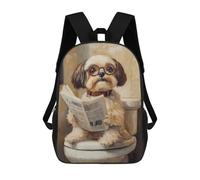 sinyumoney Mochila Escolar Impresa En 3D 17inch Dog Reading Newspaper on Toilet-60 Mochila Infantil Mochila Escolar Linda Mochila De Moda Casual Para Niños Y Niñas