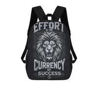 sinyumoney Mochila Escolar Impresa En 3D 17inch Effort Is Currency of Success, Lion Motivation Mochila Infantil Mochila Escolar Linda Mochila De Moda Casual Para Niños Y Niñas