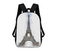 sinyumoney Mochila Escolar Impresa En 3D 17inch Eiffel Tower Mochila Infantil Mochila Escolar Linda Mochila De Moda Casual Para Niños Y Niñas