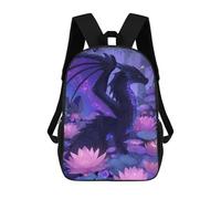 sinyumoney Mochila Escolar Impresa En 3D 17inch Enchanted Dragon in Lotus Pond Mochila Infantil Mochila Escolar Linda Mochila De Moda Casual Para Niños Y Niñas