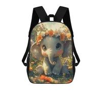 sinyumoney Mochila Escolar Impresa En 3D 17inch Floral Crown Elephant Art Mochila Infantil Mochila Escolar Linda Mochila De Moda Casual Para Niños Y Niñas