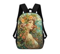 sinyumoney Mochila Escolar Impresa En 3D 17inch Floral Fantasy Woman Art Print -2 Mochila Infantil Mochila Escolar Linda Mochila De Moda Casual Para Niños Y Niñas