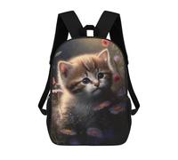 sinyumoney Mochila Escolar Impresa En 3D 17inch Floral Garden Kitten Mochila Infantil Mochila Escolar Linda Mochila De Moda Casual Para Niños Y Niñas