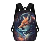 sinyumoney Mochila Escolar Impresa En 3D 17inch Fox Astronaut in Space Mochila Infantil Mochila Escolar Linda Mochila De Moda Casual Para Niños Y Niñas
