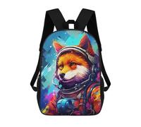 sinyumoney Mochila Escolar Impresa En 3D 17inch Fox Astronaut in Space Suit Mochila Infantil Mochila Escolar Linda Mochila De Moda Casual Para Niños Y Niñas