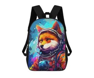 sinyumoney Mochila Escolar Impresa En 3D 17inch Fox Astronaut in Space Suit Mochila Infantil Mochila Escolar Linda Mochila De Moda Casual Para Niños Y Niñas