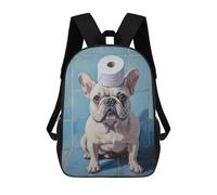 sinyumoney Mochila Escolar Impresa En 3D 17inch French Bulldog with Toilet Paper Roll on Head Mochila Infantil Mochila Escolar Linda Mochila De Moda Casual Para Niños Y Niñas