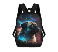 sinyumoney Mochila Escolar Impresa En 3D 17inch Galactic Pug Portrait -1 Mochila Infantil Mochila Escolar Linda Mochila De Moda Casual Para Niños Y Niñas