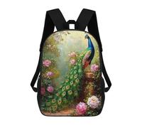 sinyumoney Mochila Escolar Impresa En 3D 17inch Garden Peacock Painting Mochila Infantil Mochila Escolar Linda Mochila De Moda Casual Para Niños Y Niñas