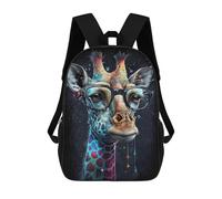 sinyumoney Mochila Escolar Impresa En 3D 17inch Giraffe with Glasses Art Print-2 Mochila Infantil Mochila Escolar Linda Mochila De Moda Casual Para Niños Y Niñas