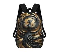 sinyumoney Mochila Escolar Impresa En 3D 17inch Golden Abstract Phoenix Mochila Infantil Mochila Escolar Linda Mochila De Moda Casual Para Niños Y Niñas