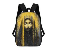 sinyumoney Mochila Escolar Impresa En 3D 17inch Golden Abstract Portrait Art Mochila Infantil Mochila Escolar Linda Mochila De Moda Casual Para Niños Y Niñas