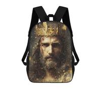 sinyumoney Mochila Escolar Impresa En 3D 17inch Golden Crown Portrait Artwork Mochila Infantil Mochila Escolar Linda Mochila De Moda Casual Para Niños Y Niñas