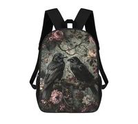 sinyumoney Mochila Escolar Impresa En 3D 17inch Gothic Raven Floral Art Print Mochila Infantil Mochila Escolar Linda Mochila De Moda Casual Para Niños Y Niñas
