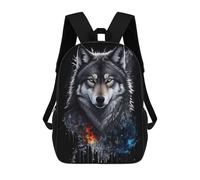 sinyumoney Mochila Escolar Impresa En 3D 17inch Grey Wolf Portrait Mochila Infantil Mochila Escolar Linda Mochila De Moda Casual Para Niños Y Niñas