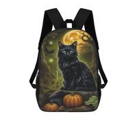 sinyumoney Mochila Escolar Impresa En 3D 17inch Halloween Black Cat with Pumpkins-6 Mochila Infantil Mochila Escolar Linda Mochila De Moda Casual Para Niños Y Niñas