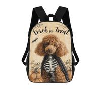 sinyumoney Mochila Escolar Impresa En 3D 17inch Halloween Poodle Skeleton Costume-2 Mochila Infantil Mochila Escolar Linda Mochila De Moda Casual Para Niños Y Niñas