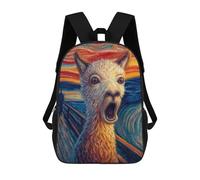 sinyumoney Mochila Escolar Impresa En 3D 17inch Llama Art Print, The Scream Style Mochila Infantil Mochila Escolar Linda Mochila De Moda Casual Para Niños Y Niñas