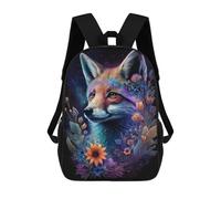 sinyumoney Mochila Escolar Impresa En 3D 17inch Magical Fox with Flowers-5 Mochila Infantil Mochila Escolar Linda Mochila De Moda Casual Para Niños Y Niñas