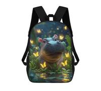 sinyumoney Mochila Escolar Impresa En 3D 17inch Magical Hippo with Glowing Butterflies Mochila Infantil Mochila Escolar Linda Mochila De Moda Casual Para Niños Y Niñas