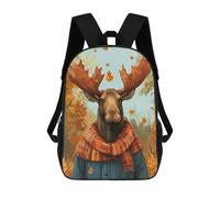 sinyumoney Mochila Escolar Impresa En 3D 17inch Mochila Infantil Autumn Moose in Plaid Scarf Bolsas Para Libros Bolsas De Viaje De Alta Capacidad Para Niños/estudiantes/adultos