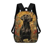 sinyumoney Mochila Escolar Impresa En 3D 17inch Mochila Infantil Black Labrador Portrait in Floral Setting Bolsas Para Libros Bolsas De Viaje De Alta Capacidad Para Niños/estudiantes/adultos