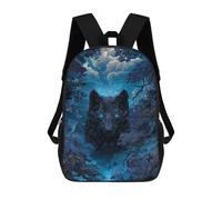 sinyumoney Mochila Escolar Impresa En 3D 17inch Mochila Infantil Blue-Eyed Wolf in Forest Bolsas Para Libros Bolsas De Viaje De Alta Capacidad Para Niños/estudiantes/adultos