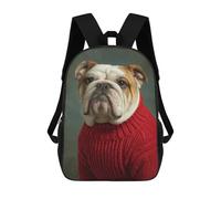 sinyumoney Mochila Escolar Impresa En 3D 17inch Mochila Infantil Bulldog in Red Sweater-1 Bolsas Para Libros Bolsas De Viaje De Alta Capacidad Para Niños/estudiantes/adultos