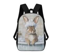 sinyumoney Mochila Escolar Impresa En 3D 17inch Mochila Infantil Bunny Bath Time Bolsas Para Libros Bolsas De Viaje De Alta Capacidad Para Niños/estudiantes/adultos