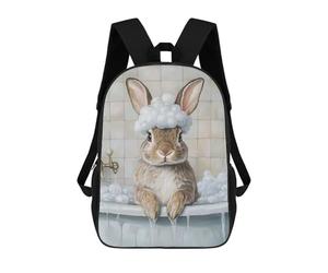 sinyumoney Mochila Escolar Impresa En 3D 17inch Mochila Infantil Bunny Bath Time Bolsas Para Libros Bolsas De Viaje De Alta Capacidad Para Niños/estudiantes/adultos