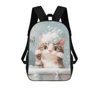 sinyumoney Mochila Escolar Impresa En 3D 17inch Mochila Infantil Cat Bath Time Bolsas Para Libros Bolsas De Viaje De Alta Capacidad Para Niños/estudiantes/adultos