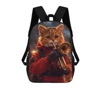 sinyumoney Mochila Escolar Impresa En 3D 17inch Mochila Infantil Cat Playing Trumpet Bolsas Para Libros Bolsas De Viaje De Alta Capacidad Para Niños/estudiantes/adultos