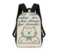sinyumoney Mochila Escolar Impresa En 3D 17inch Mochila Infantil Cat Votes on Dinner Kitchen Bolsas Para Libros Bolsas De Viaje De Alta Capacidad Para Niños/estudiantes/adultos