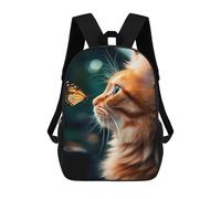 sinyumoney Mochila Escolar Impresa En 3D 17inch Mochila Infantil Cat with Butterfly Bolsas Para Libros Bolsas De Viaje De Alta Capacidad Para Niños/estudiantes/adultos
