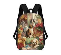 sinyumoney Mochila Escolar Impresa En 3D 17inch Mochila Infantil Cats & Dogs Garden Party Bolsas Para Libros Bolsas De Viaje De Alta Capacidad Para Niños/estudiantes/adultos