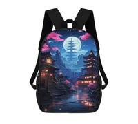 sinyumoney Mochila Escolar Impresa En 3D 17inch Mochila Infantil Cherry Blossom Night in Asia Bolsas Para Libros Bolsas De Viaje De Alta Capacidad Para Niños/estudiantes/adultos