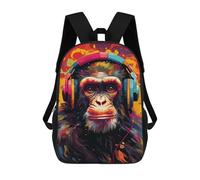 sinyumoney Mochila Escolar Impresa En 3D 17inch Mochila Infantil Chimpanzee Music Headphones Art Bolsas Para Libros Bolsas De Viaje De Alta Capacidad Para Niños/estudiantes/adultos